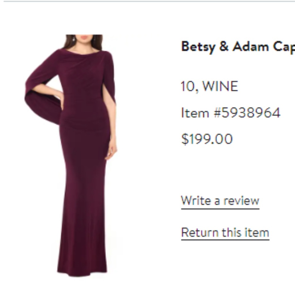 Betsy & Adam Cape Long Sleeved Trumpet Gown